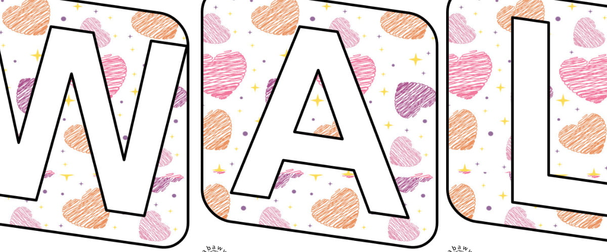 Napis do druku: Walentynki – kafelki