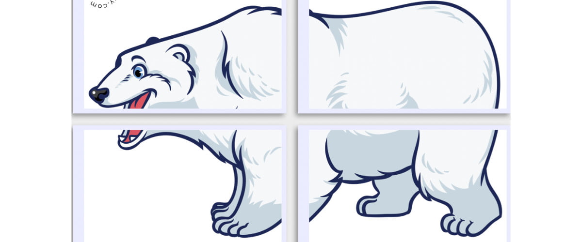Dekoracje XXL do druku: Niedźwiedź Polarny (10 szablonów)