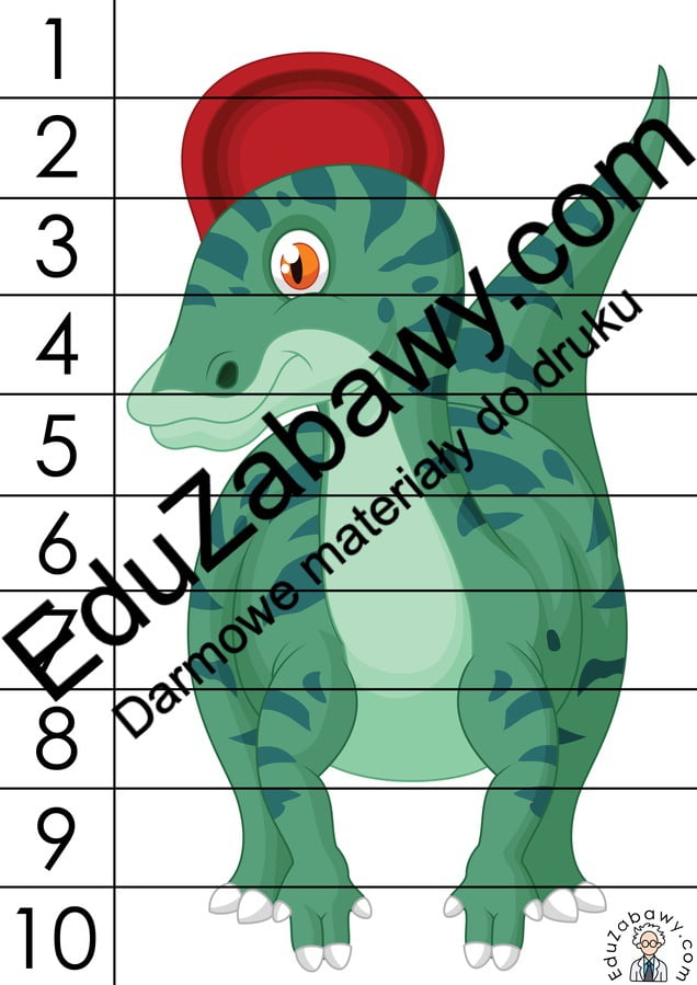 Karty pracy: Puzzle 10 elementów: Dzień Dinozaura