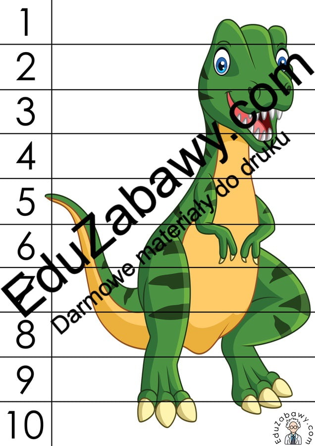 Karty pracy: Puzzle 10 elementów: Dzień Dinozaura
