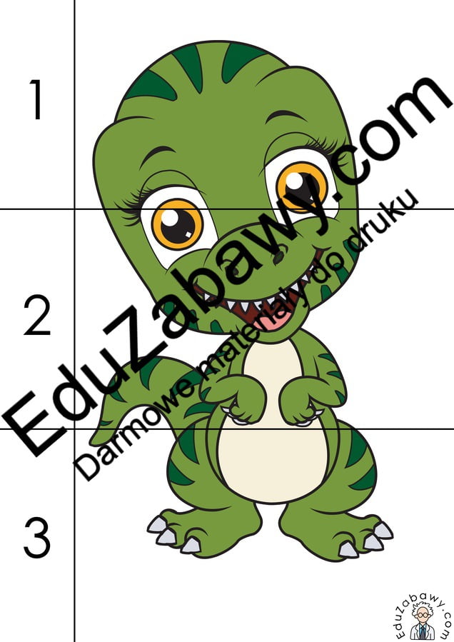 Karty pracy: Puzzle 3 elementy: Dzień Dinozaura