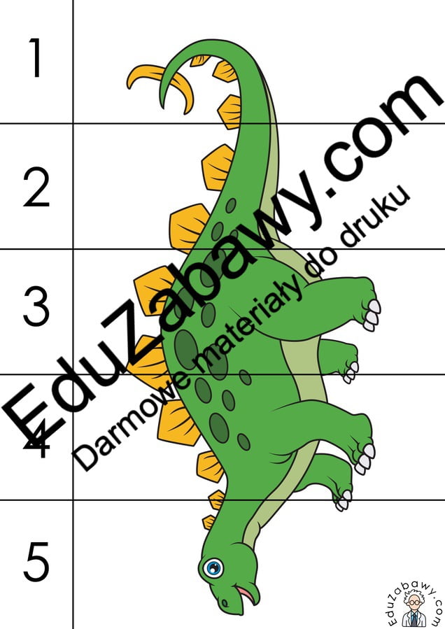 Karty pracy: Puzzle 5 elementów: Dzień Dinozaura