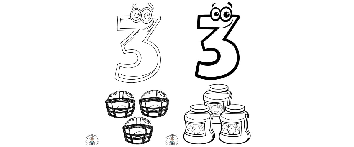 Cyfra 3: kolorowanki do wydruku