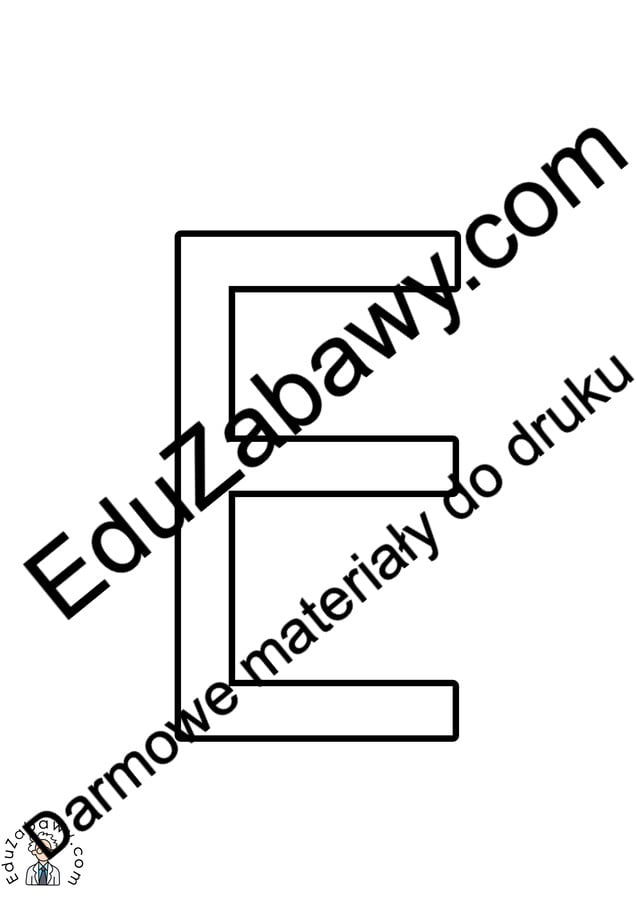 Kontury litery E pisane i drukowane (4 szablony)