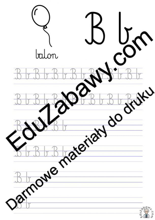 Pisanie Po śladzie: Litera B. Karty Pracy, ćwiczenia, Szablony Do Wydruku