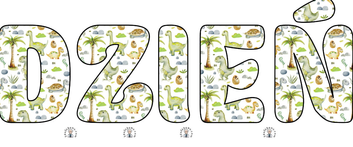 Napis do druku: Dzień Dinozaura z palmami