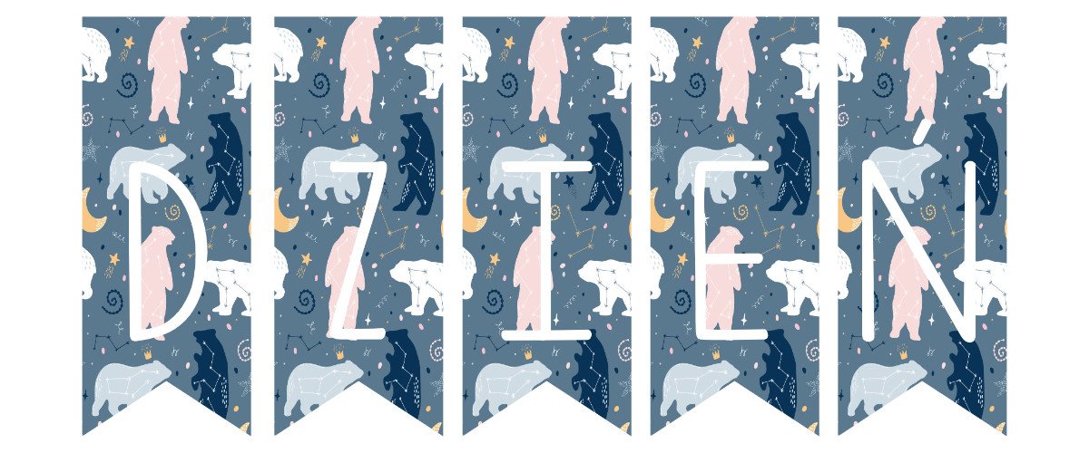 Napis do druku: Dzień Niedźwiedzia Polarnego – girlanda