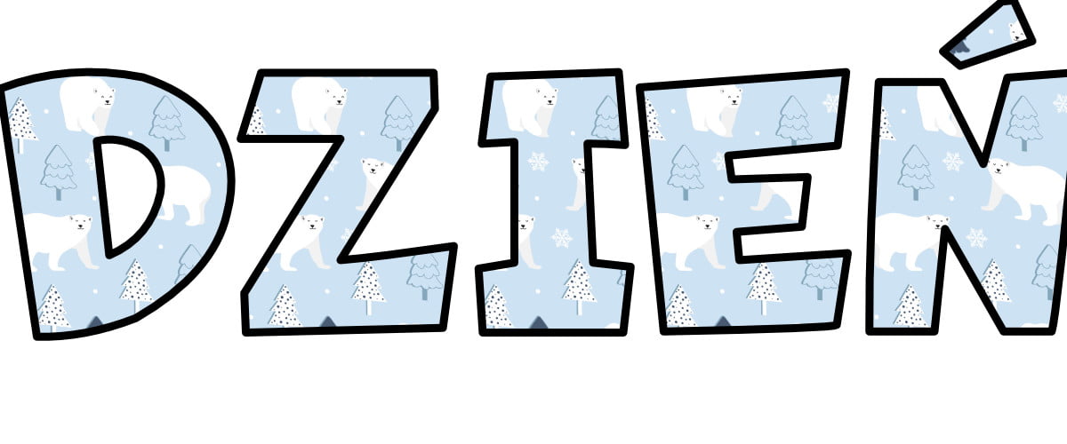 Napis do druku: Dzień Niedźwiedzia Polarnego – wzór zimowy