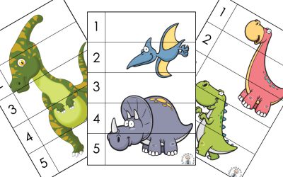 Karty pracy: Puzzle 5 elementów: Dzień Dinozaura