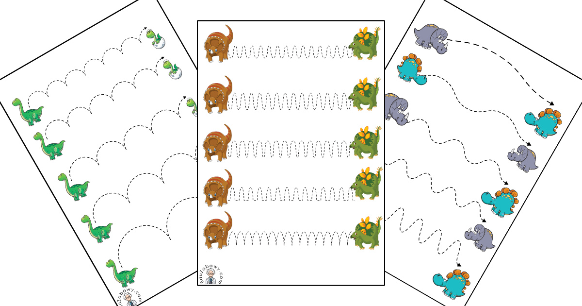 Karty pracy: Szlaczki: Dzień Dinozaura