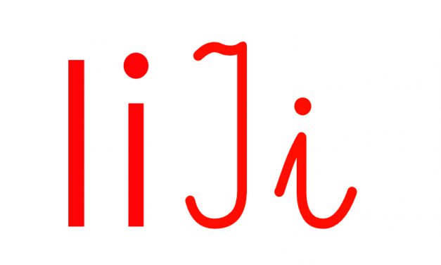 Czerwona samogłoska I do alfabetu szorstkiego