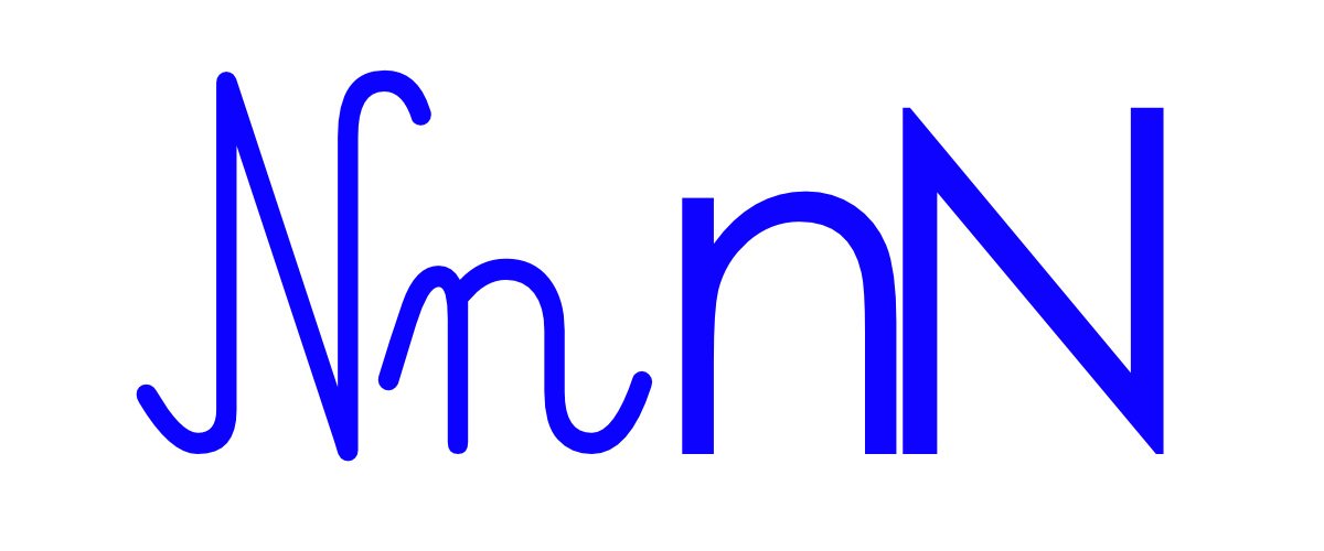 Niebieska spółgłoska N do alfabetu szorstkiego