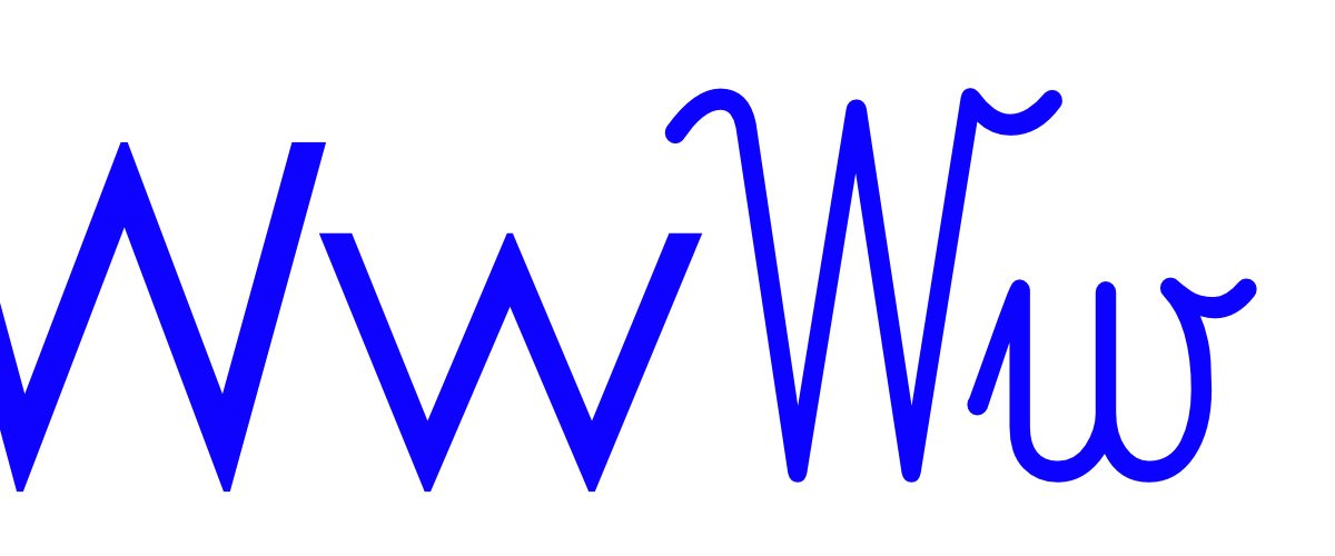 Niebieska spółgłoska W do alfabetu szorstkiego