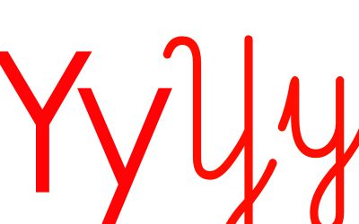 Czerwona samogłoska Y do alfabetu szorstkiego