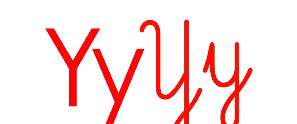 Czerwona samogłoska Y do alfabetu szorstkiego