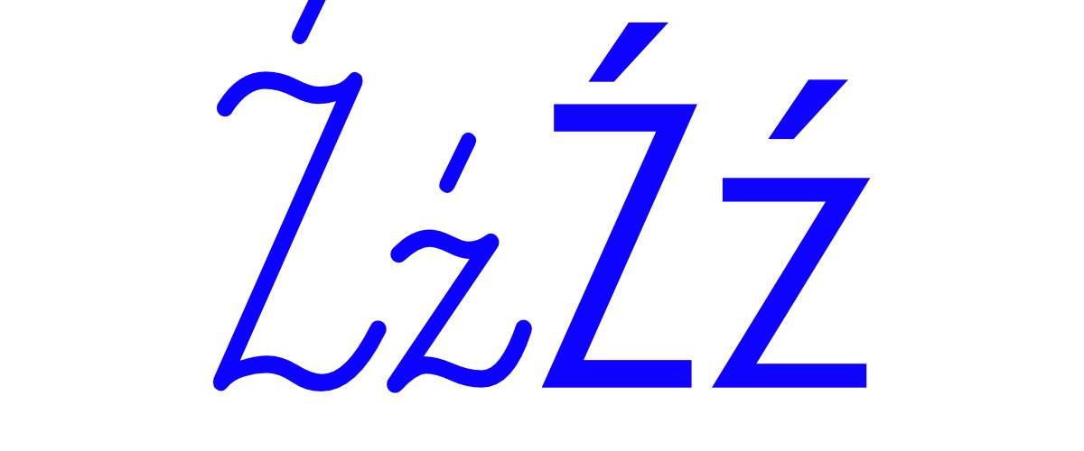 Niebieska spółgłoska Ź do alfabetu szorstkiego