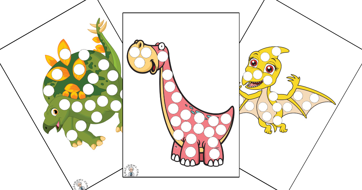 Karty pracy: Wypełnij kolorem: Dzień Dinozaura