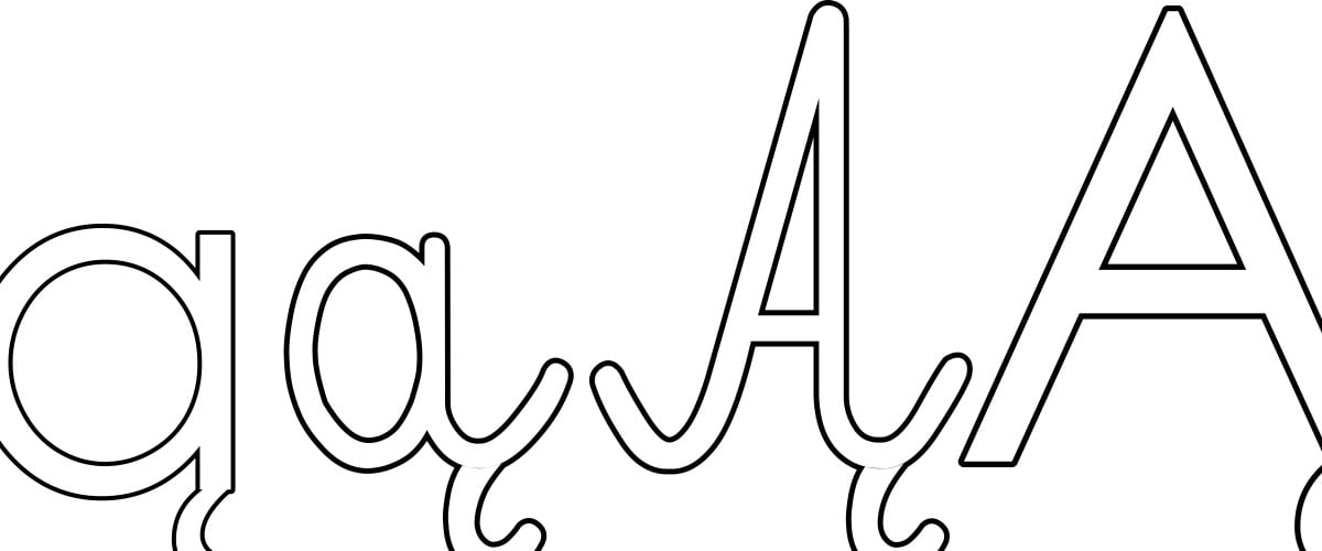 Kontury litery Ą pisane i drukowane (4 szablony)