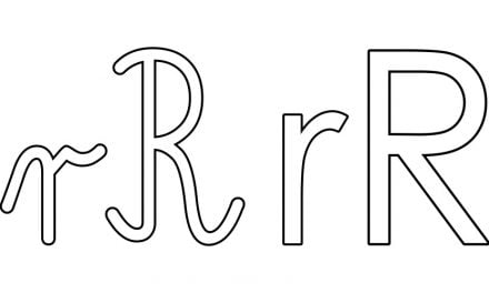 Kontury litery R pisane i drukowane (4 szablony)