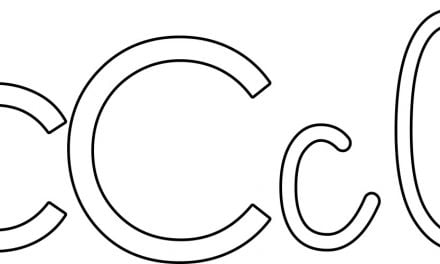 Kontury litery C pisane i drukowane (4 szablony)