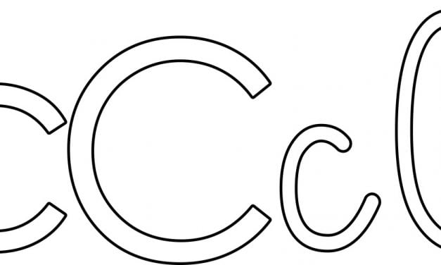 Kontury litery C pisane i drukowane (4 szablony)
