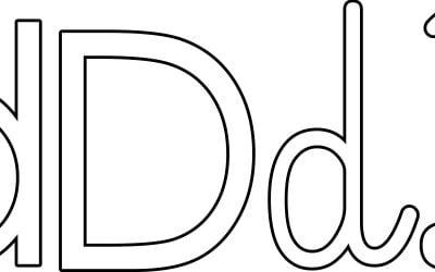 Kontury litery D pisane i drukowane (4 szablony)