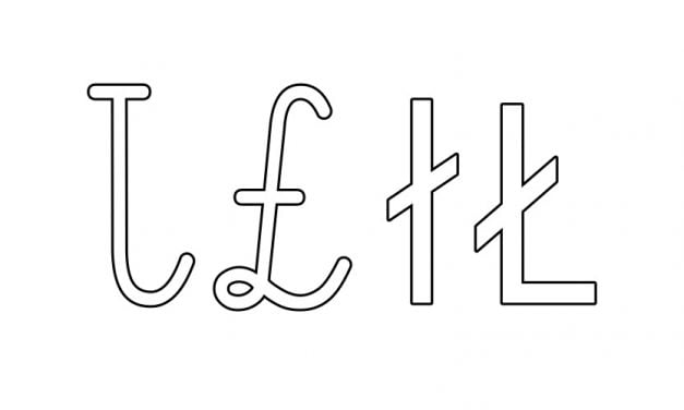 Kontury litery Ł pisane i drukowane (4 szablony)
