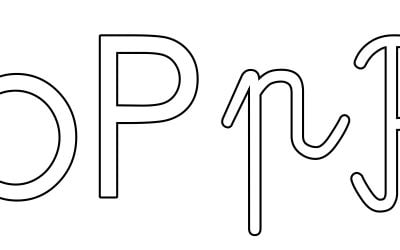 Kontury litery P pisane i drukowane (4 szablony)