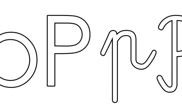Kontury litery P pisane i drukowane (4 szablony)