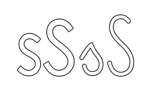 Kontury litery S pisane i drukowane (4 szablony)