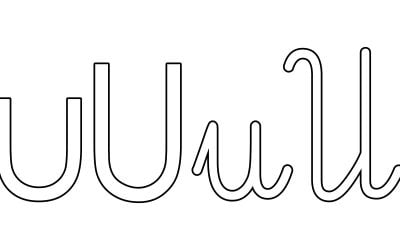 Kontury litery U pisane i drukowane (4 szablony)