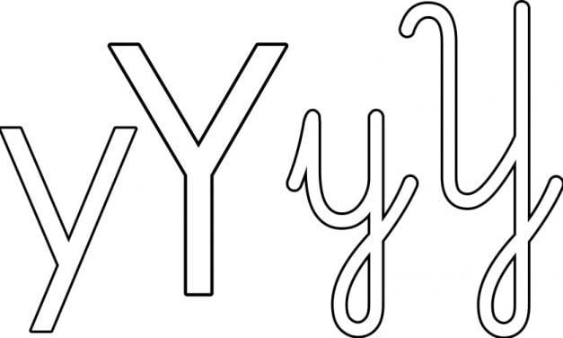 Kontury litery Y pisane i drukowane (4 szablony)