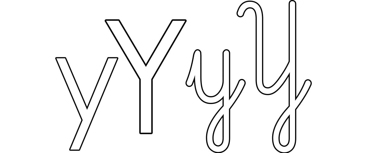 Kontury litery Y pisane i drukowane (4 szablony)