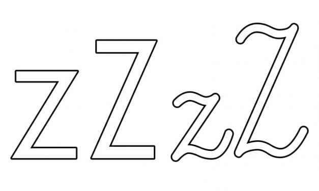 Kontury litery Z pisane i drukowane (4 szablony)
