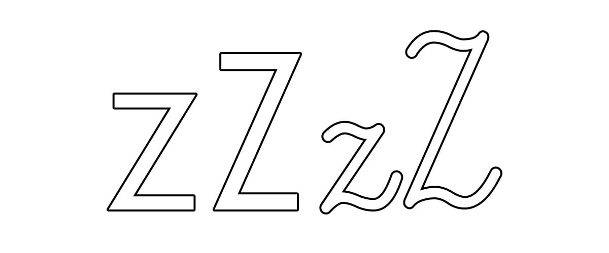 Kontury litery Z pisane i drukowane (4 szablony)
