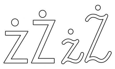 Kontury litery Ż pisane i drukowane (4 szablony)