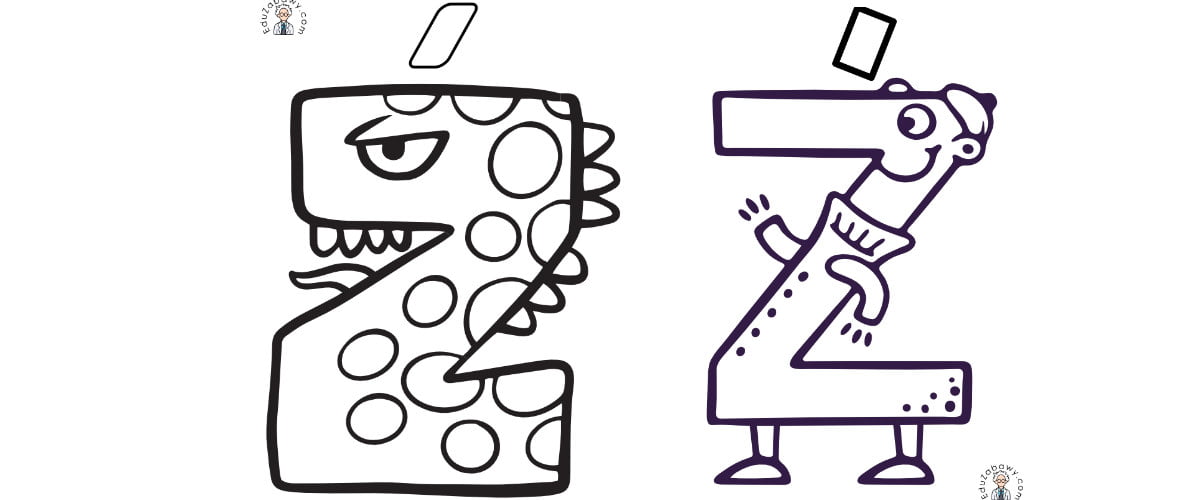 Litera Ź: kolorowanki do wydruku