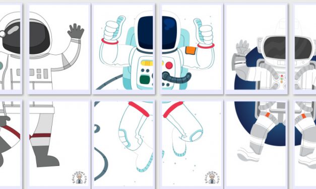 Dekoracje XXL do druku: Astronauta / kosmonauta (10 szablonów)