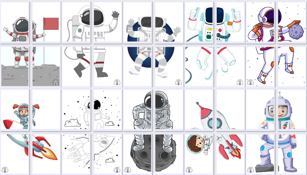 Dekoracje XXL do druku: Astronauta / kosmonauta (10 szablonów) 1