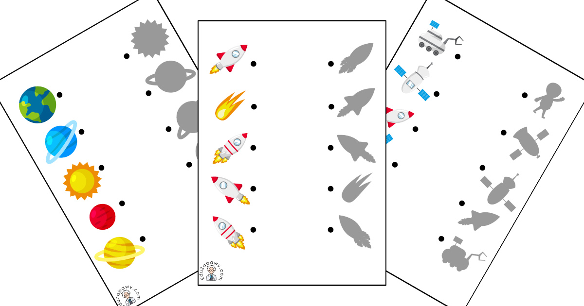 Karty pracy: Dopasuj cienie: Kosmos