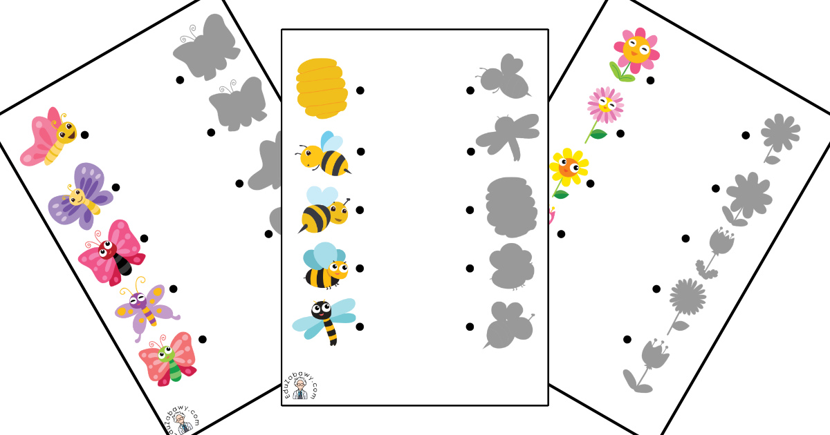 Karty pracy: Dopasuj cienie: Wiosna