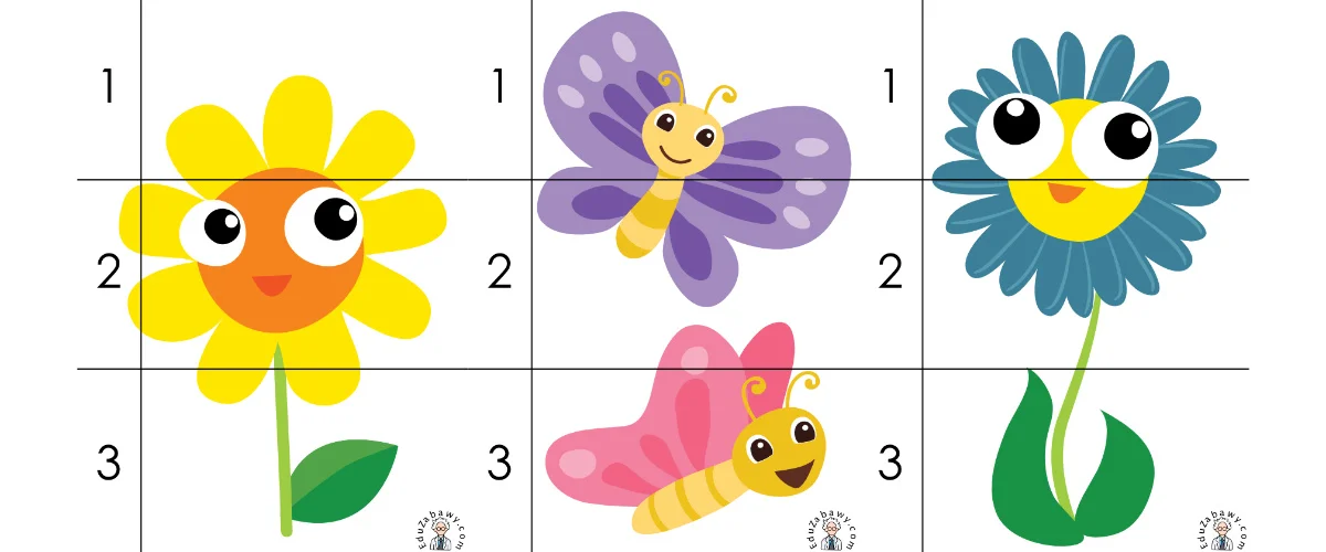Karty pracy: Puzzle 3 elementy: Wiosna
