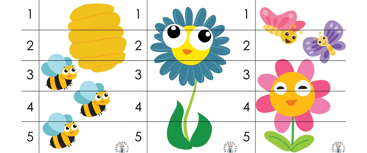 Karty pracy: Puzzle 5 elementów: Wiosna