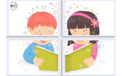 Dekoracje XXL do druku: Dzieci z książką (10 szablonów)