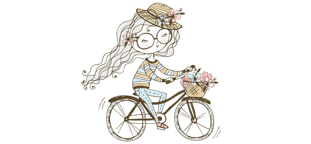 Dekoracje: Pani Wiosna na rowerze (7 szablonów)