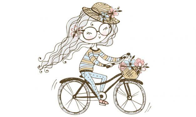 Dekoracje: Pani Wiosna na rowerze (7 szablonów)