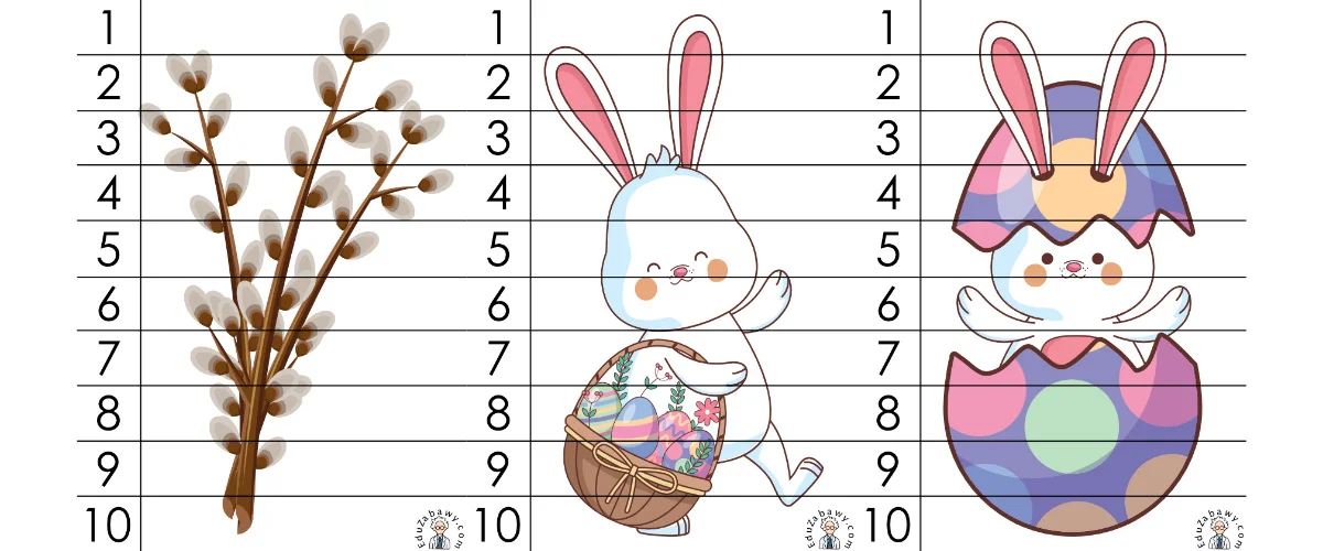 Karty pracy: Puzzle 10 elementów: Wielkanoc