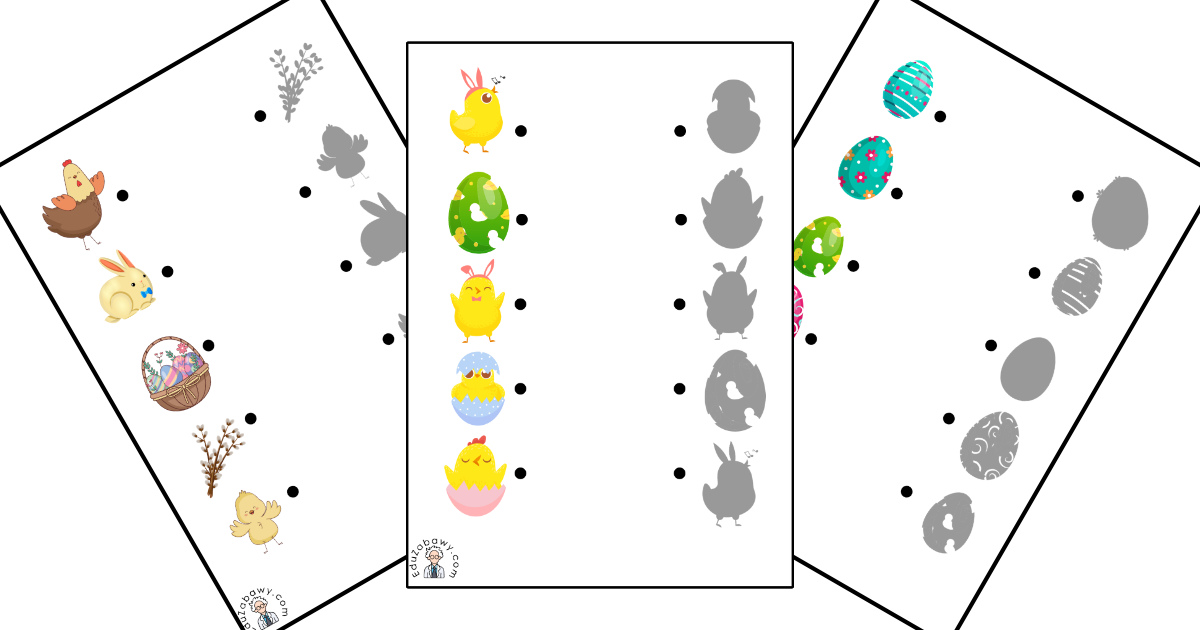 Karty pracy: Dopasuj cienie: Wielkanoc