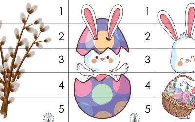 Karty pracy: Puzzle 5 elementów: Wielkanoc