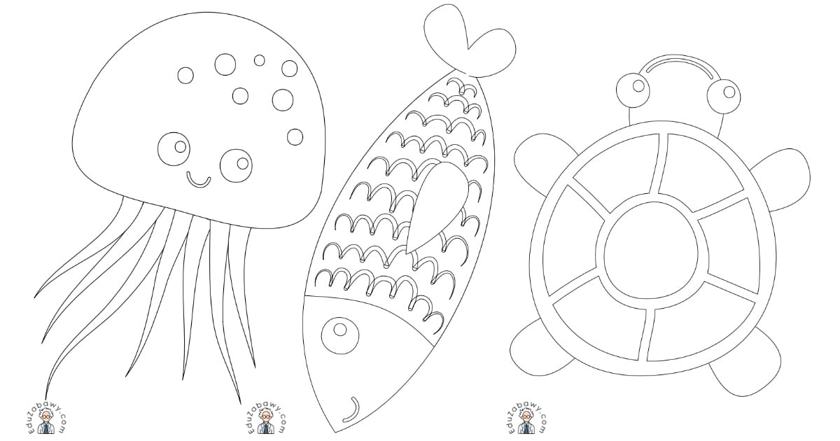 Kolorowanki do druku: Zwierzęta mórz i oceanów (10 szablonów)